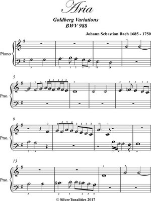 Aria Goldberg Variations BWV 988 Beginner Piano Sheet Music by